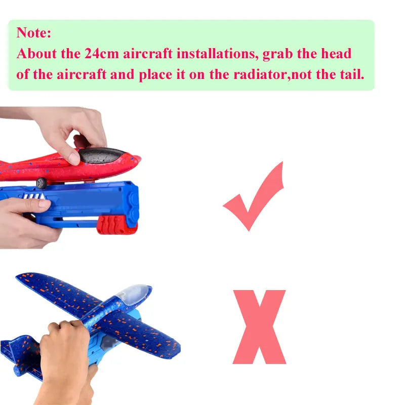 Kids 24/34cm Foam Plane Launcher Outdoor Toy for Boys and Girls