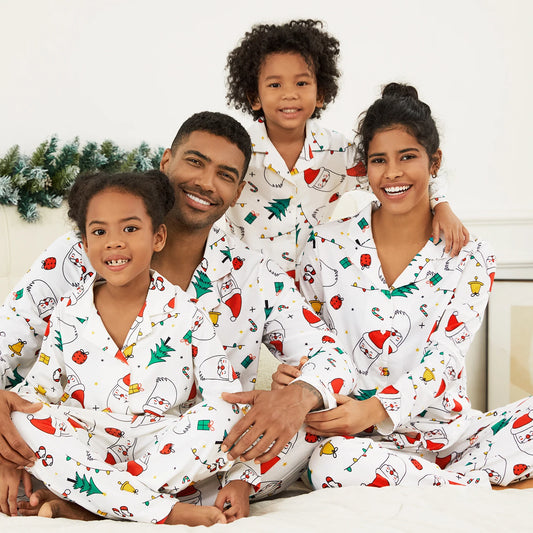 Christmas Family Matching Pajamas – Colorful Festival Print & Flame-Resistant! 🎄🔥