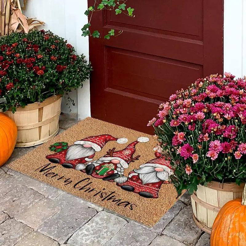 🎄 Christmas Welcome Gnome Doormat | Indoor & Outdoor Entrance Carpet | Funny Gnome Rug for Holiday Decor 🎉