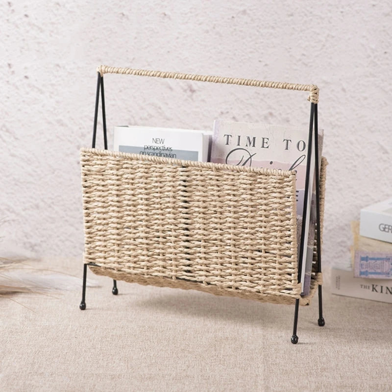 Handwoven Magazine Holder Rack – Stylish Storage Basket for Books, Mail & More 📚✨