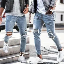 Men’s Skinny Ripped Pencil Jeans | Hip-Hop Streetwear Style 👖 Jeans for men