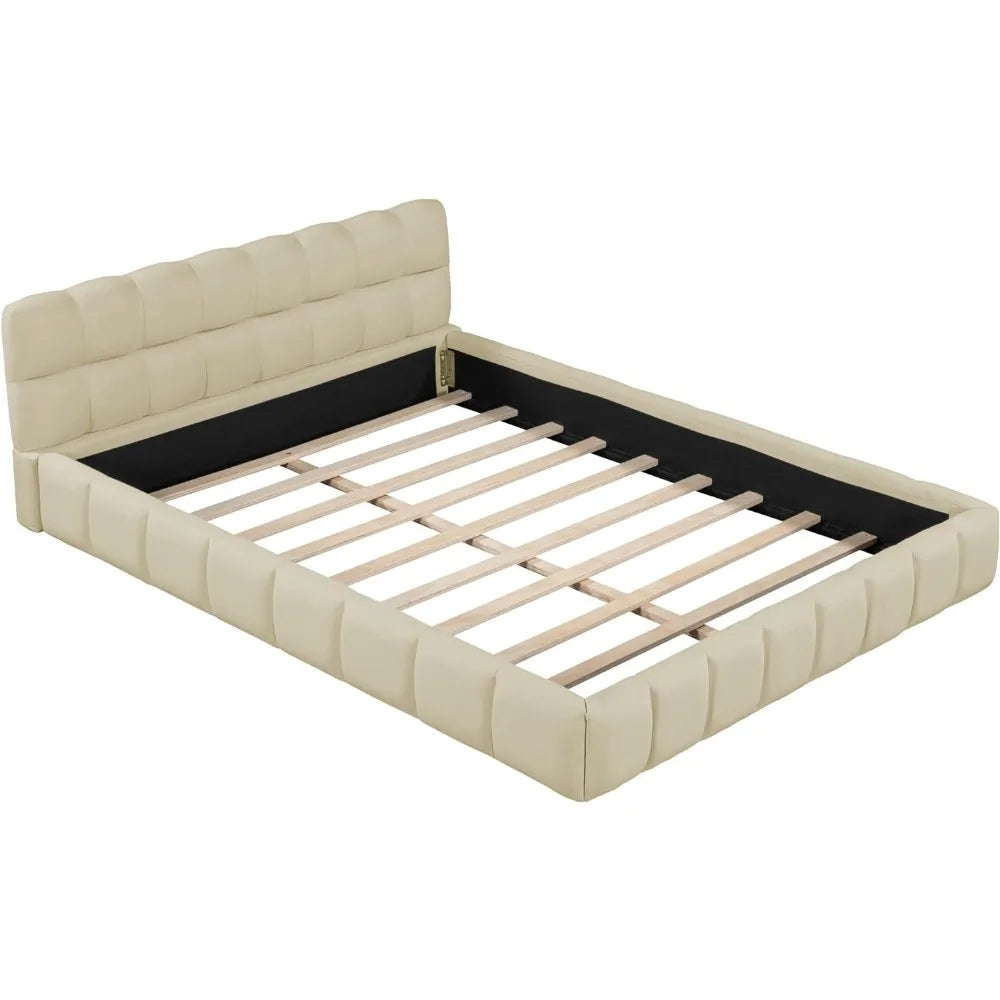 Modern Queen Upholstered Bed Frame with Wingback