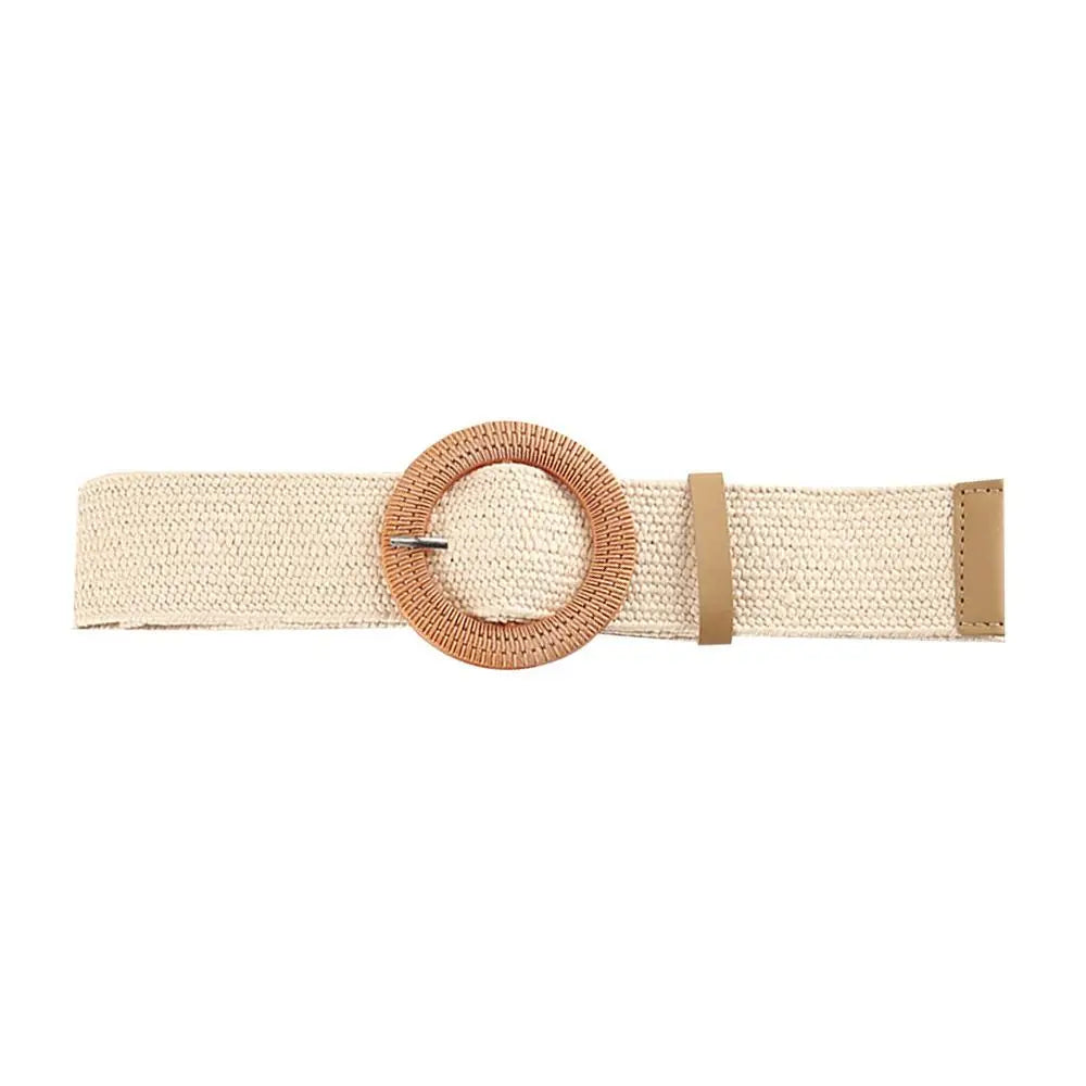 Boho Wide Elastic Waist Belt – Braided PP Straw Belt for Dresses & Casual Wear ✨