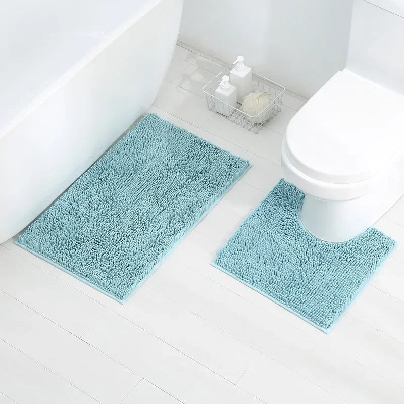 Velvet Bathroom Floor Mat 3-Piece Set | Stone Embossed Toilet Carpet | Non-Slip Absorbent Bath Rug Set