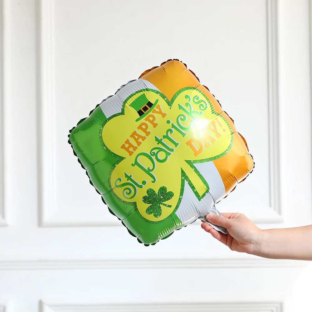 Green St. Patrick's Day Balloon Shamrock Top Hat Rainbow Foil Balloon Lucky Clover Beer Irish Festival Birthday Party Decoration