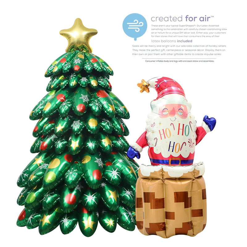 🎈 4D Christmas Party Balloon 🎅 | Standing Santa, Reindeer, & Tree Shaped Aluminum Foil Decor 🌟