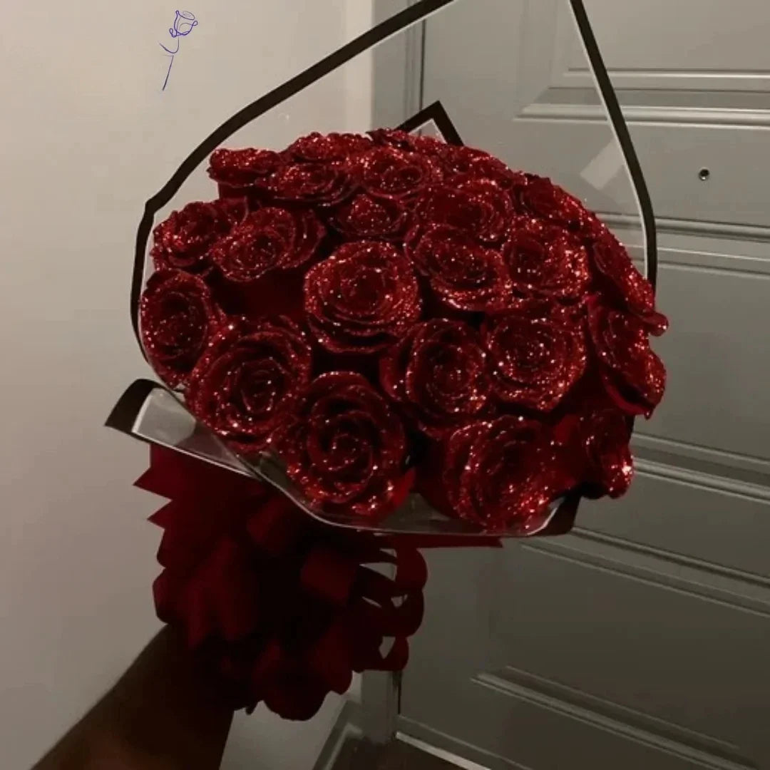 30/50PCS Glitter Artificial Roses | Valentine's Day & Wedding DIY Flowers | Romantic Gift for Wife, Girlfriend, Mother