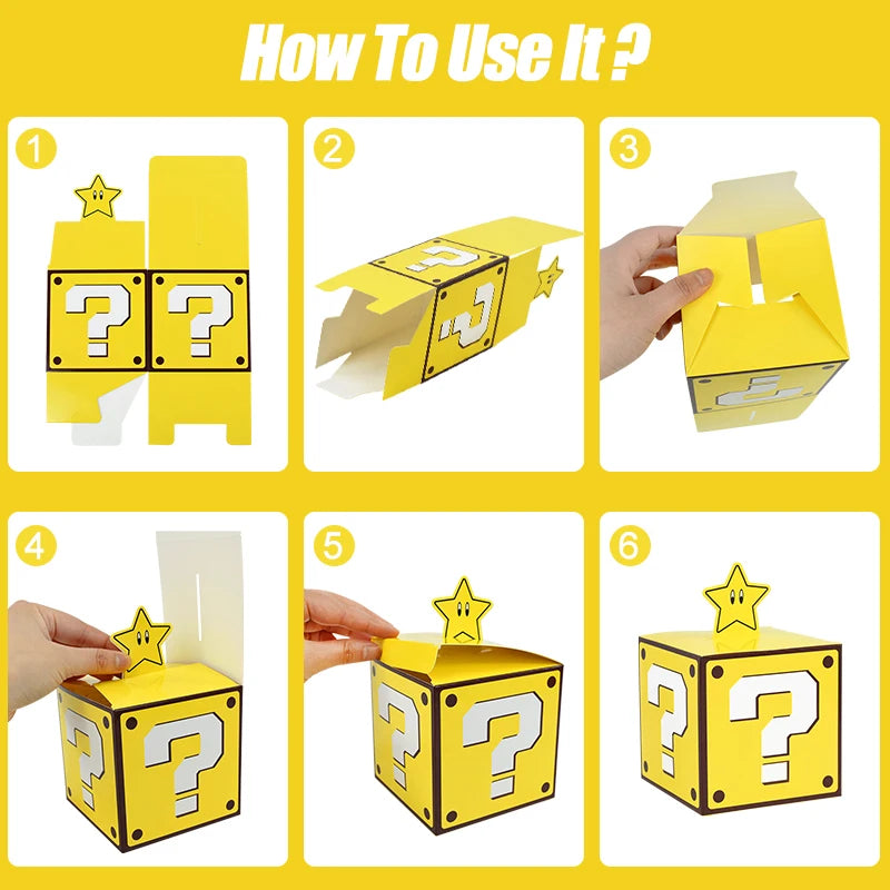 🎮✨ 3/6Pcs Question Blocks Candy Gift Box – Perfect for Kids' Video Game Theme Parties! 🎉🍭