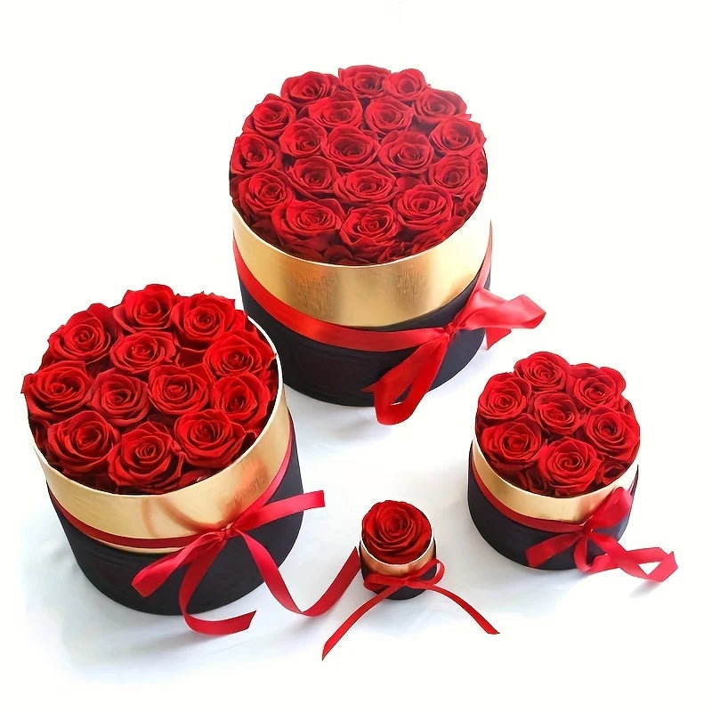 1/7/12PCS Preserved Eternal Roses | Real Forever Roses in Round Box | Valentine’s & Mother’s Day Gift