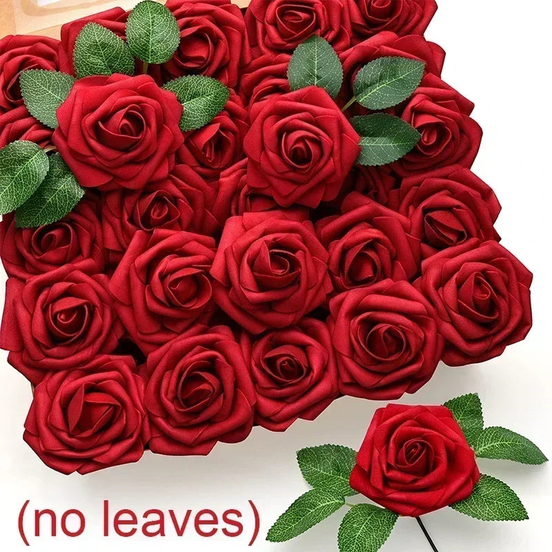 5-50PCS Artificial Foam Roses 🌹 | DIY Wedding Bouquets, Party & Home Décor Flowers