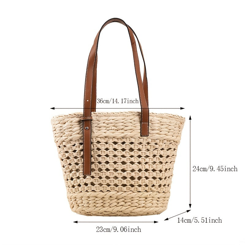 Stylish Woven Shoulder Bag for Women - Perfect for Travel and Beach Days