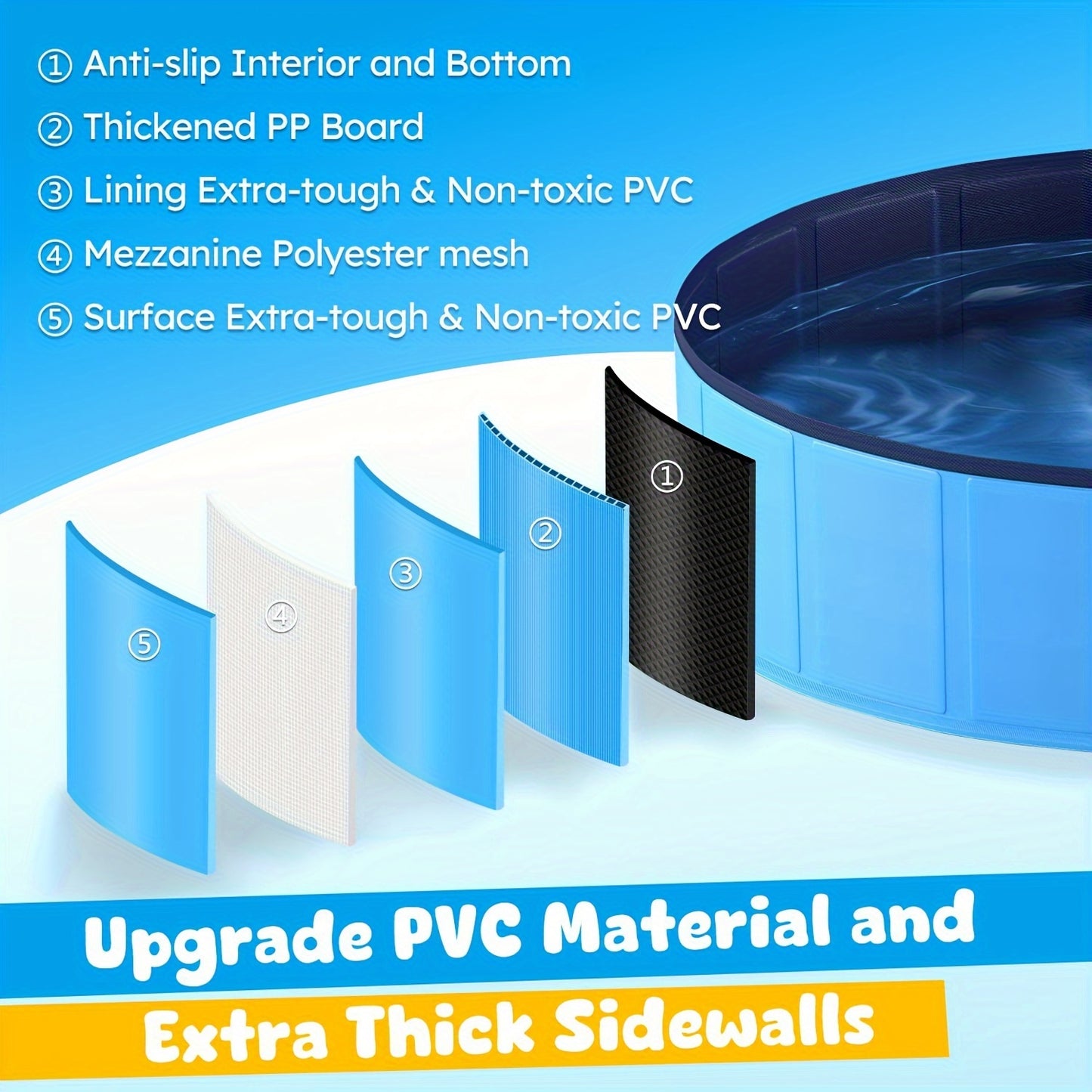 🐾 Niubya Foldable Dog Pool | Collapsible Hard Plastic Dog Swimming Pool | Portable Bath Tub for Pets Dogs and Cats | Pet Wading Pool for Indoor and Outdoor