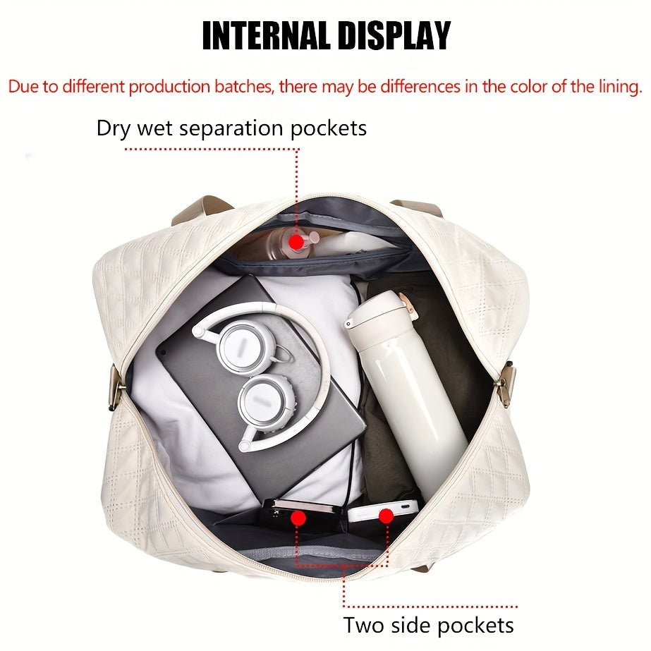 Large Capacity Lightweight Argyle Pattern Travel Duffle Bag - Perfect for Overnight Trips