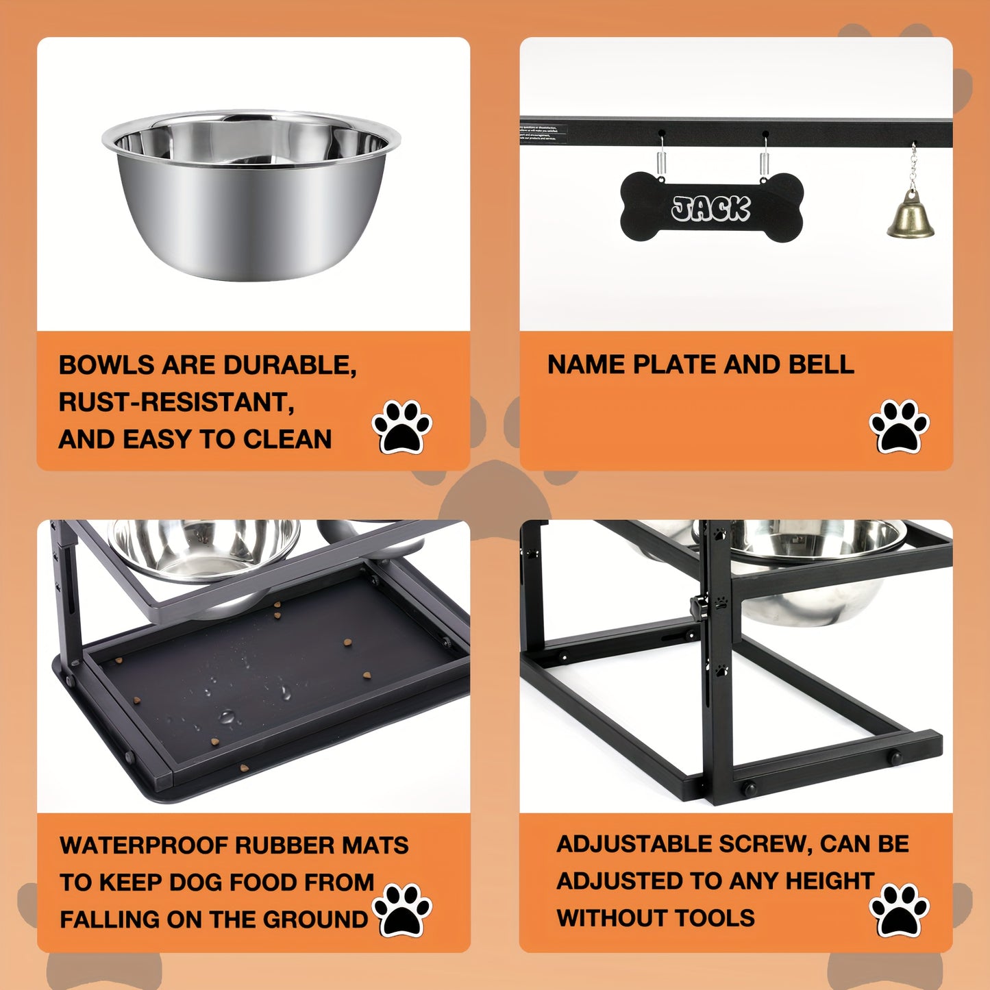 Adjustable Elevated Dog Bowls - Raised Dog Bowl Stand For Large and Medium Dogs