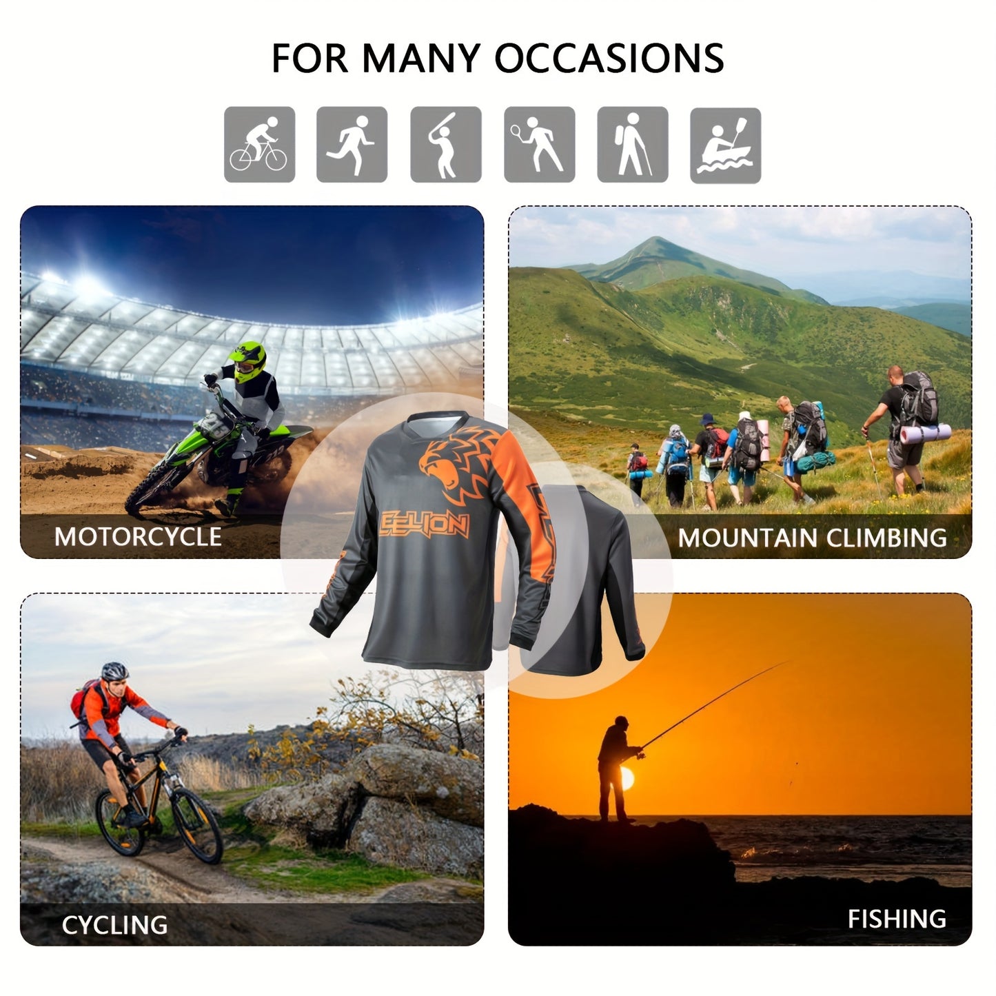 🏍️ Motorcycle Men's Color Block Cycling Jersey | Quick Dry Breathable Long Sleeve Shirt for Biking and Riding Sports 🌞