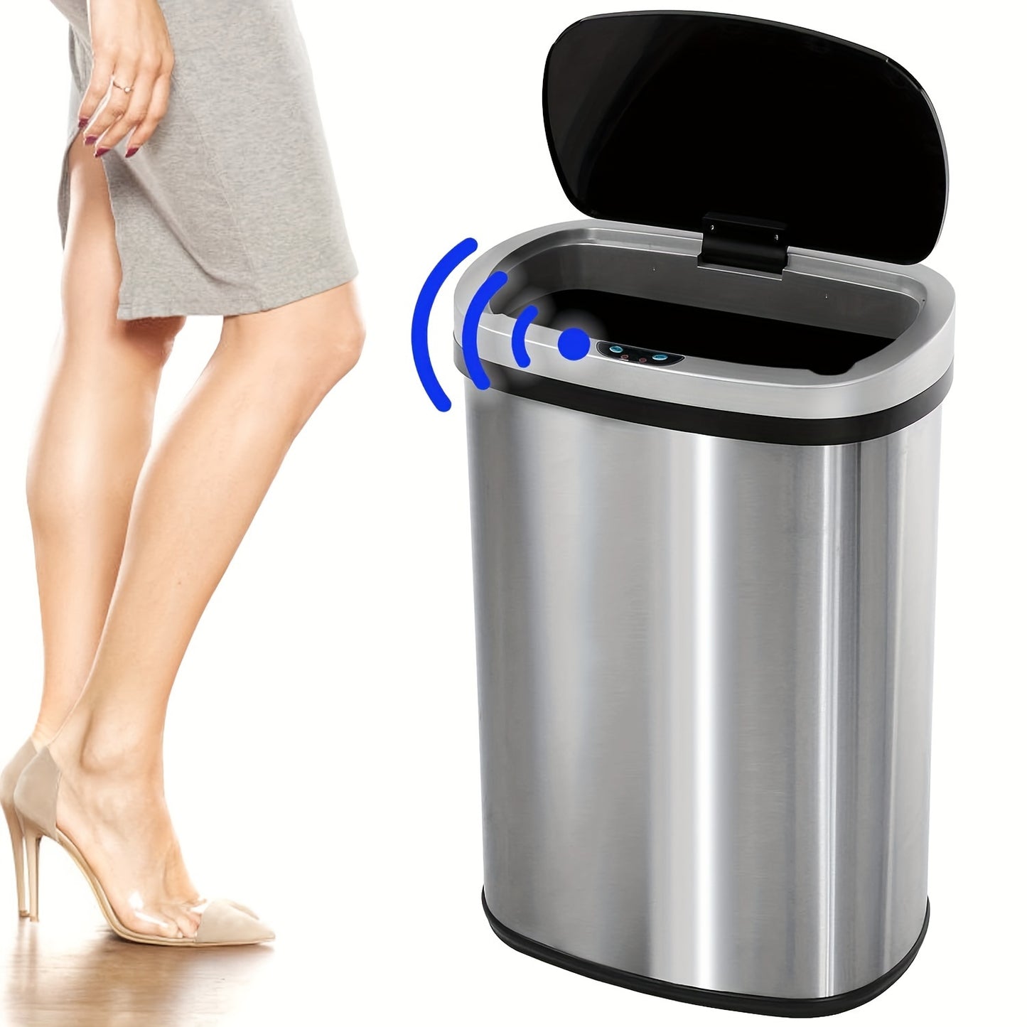 13 Gallon Kitchen Trash Can 🗑️ Automatic Touchless Motion Sensor Stainless Steel