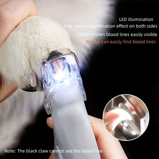 Pet Nail Clippers & Polishers with LED Light - Cat & Dog Grooming Scissors Cleaning Supplies