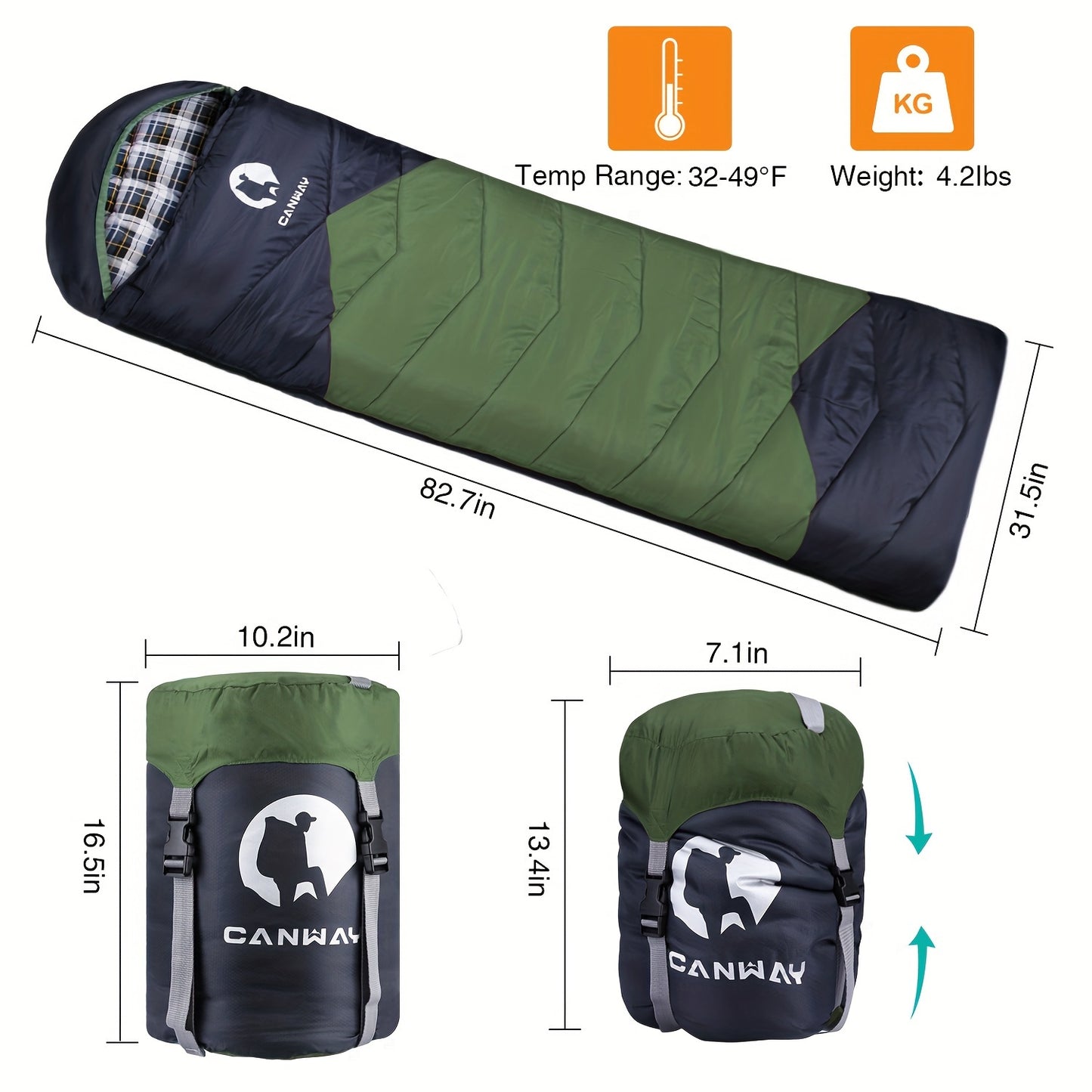 Flannel Sleeping Bag 🏕️ Warm Outdoor Camping Bag with Compression Sack