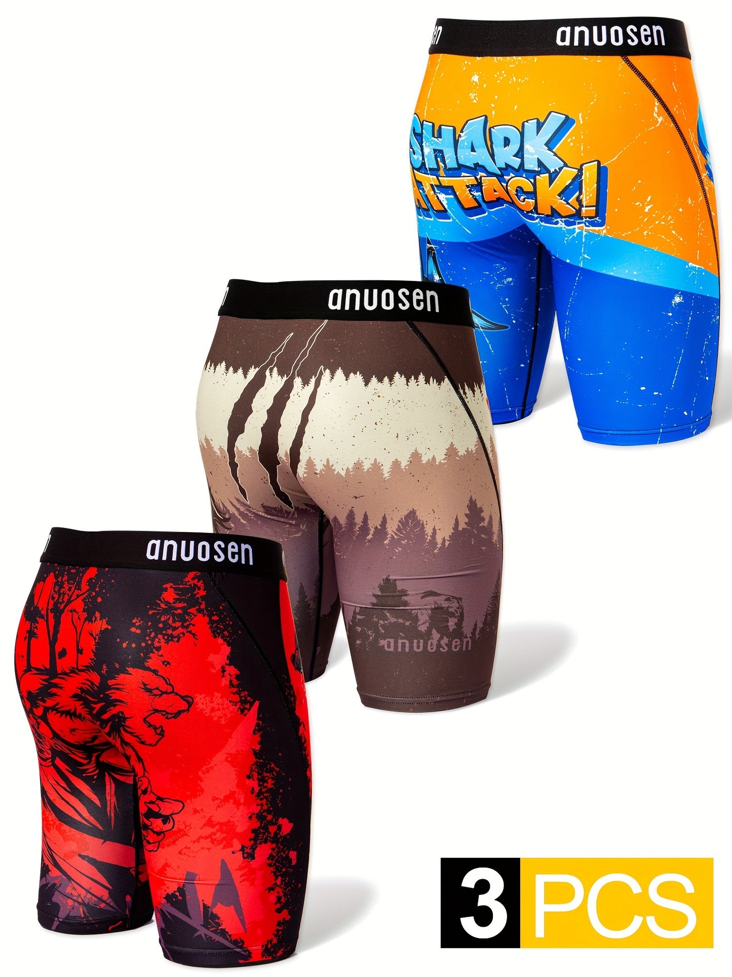 🏃‍♂️ 3pcs Men's Printed Sports Underwear - Quick Drying & Breathable Beach Pants, Running Shorts - Perfect Valentine's Day Gift for Boyfriend