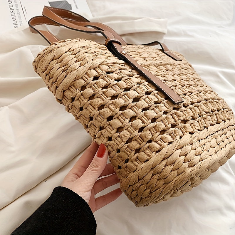 Stylish Woven Shoulder Bag for Women - Perfect for Travel and Beach Days