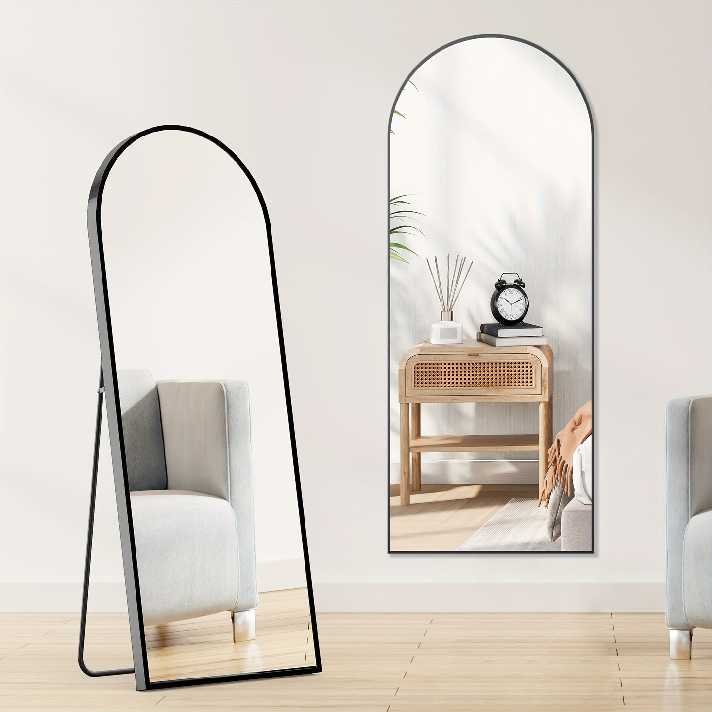 Arched Full Length Mirror for Bedroom 🪞 64"x21" Stand or Wall Hanging, Aluminum Alloy Frame