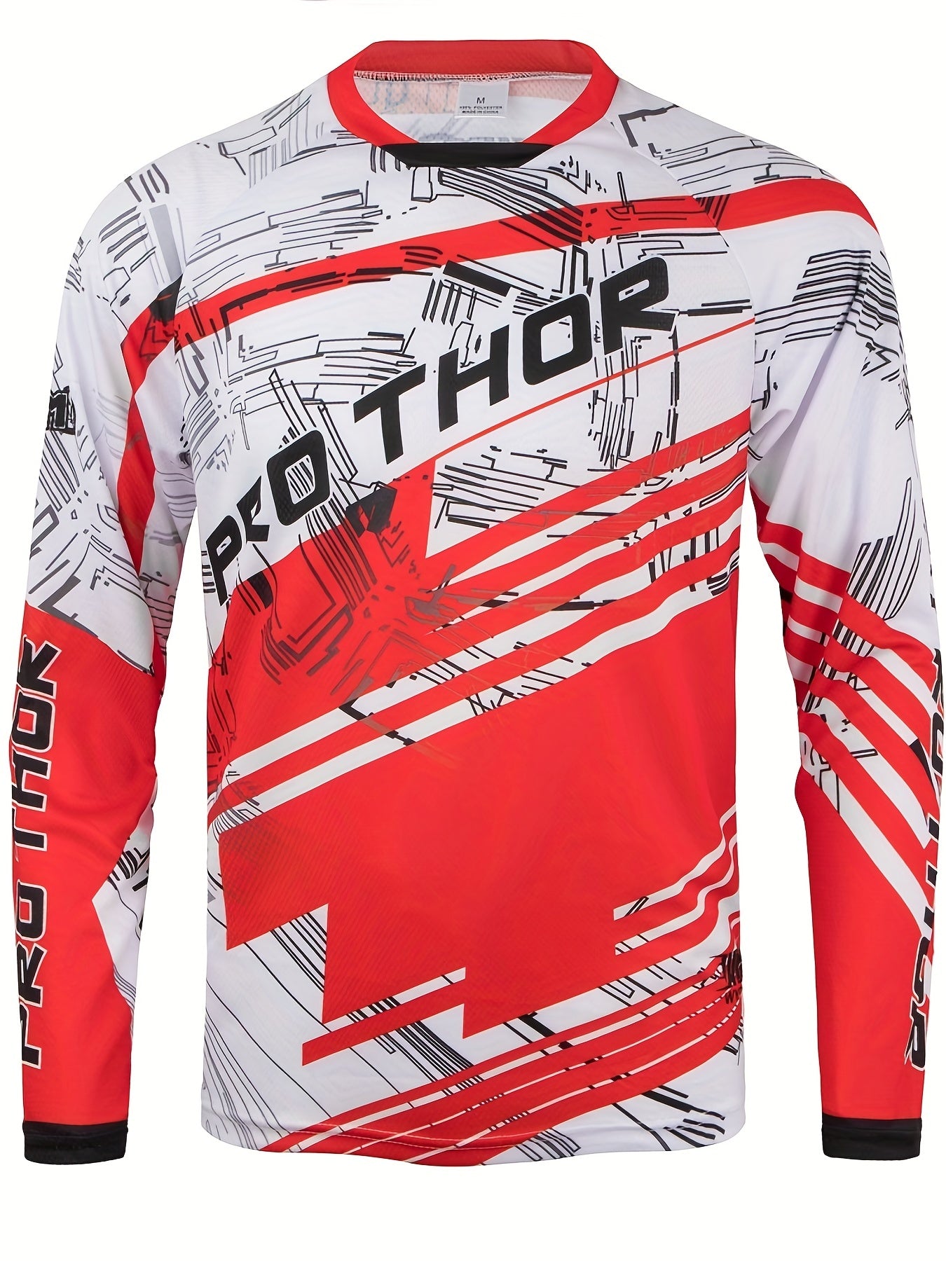 PRO THOR Men's Striped Cycling Jersey - Quick Dry, Breathable, Moisture Wicking Long Sleeve MTB Shirt for Biking and Sports - Stay Cool and Comfortable During Your Ride