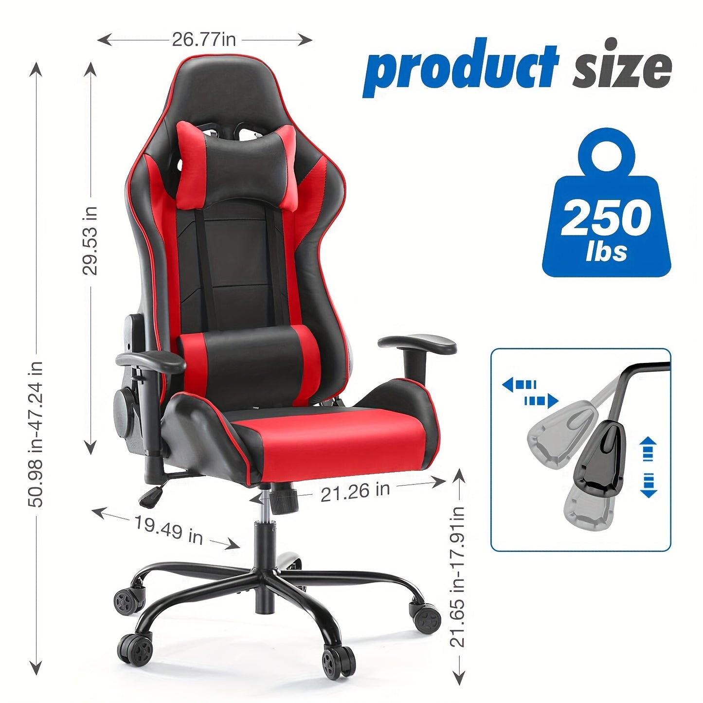 🎮 Recliner Executive Gaming Chair | Ergonomic Office Desk Chair with Wheels | High Back Computer Chair with Lift Armrest, Lumbar Support, Headrest