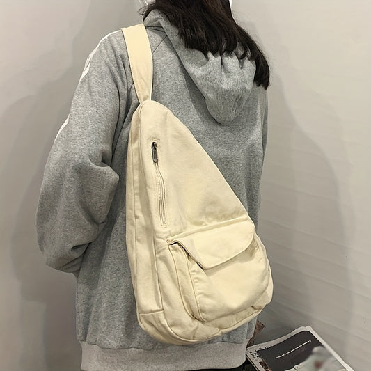 Stylish Kpop Canvas Sling Bag for Women - Simple Crossbody Chest Purse