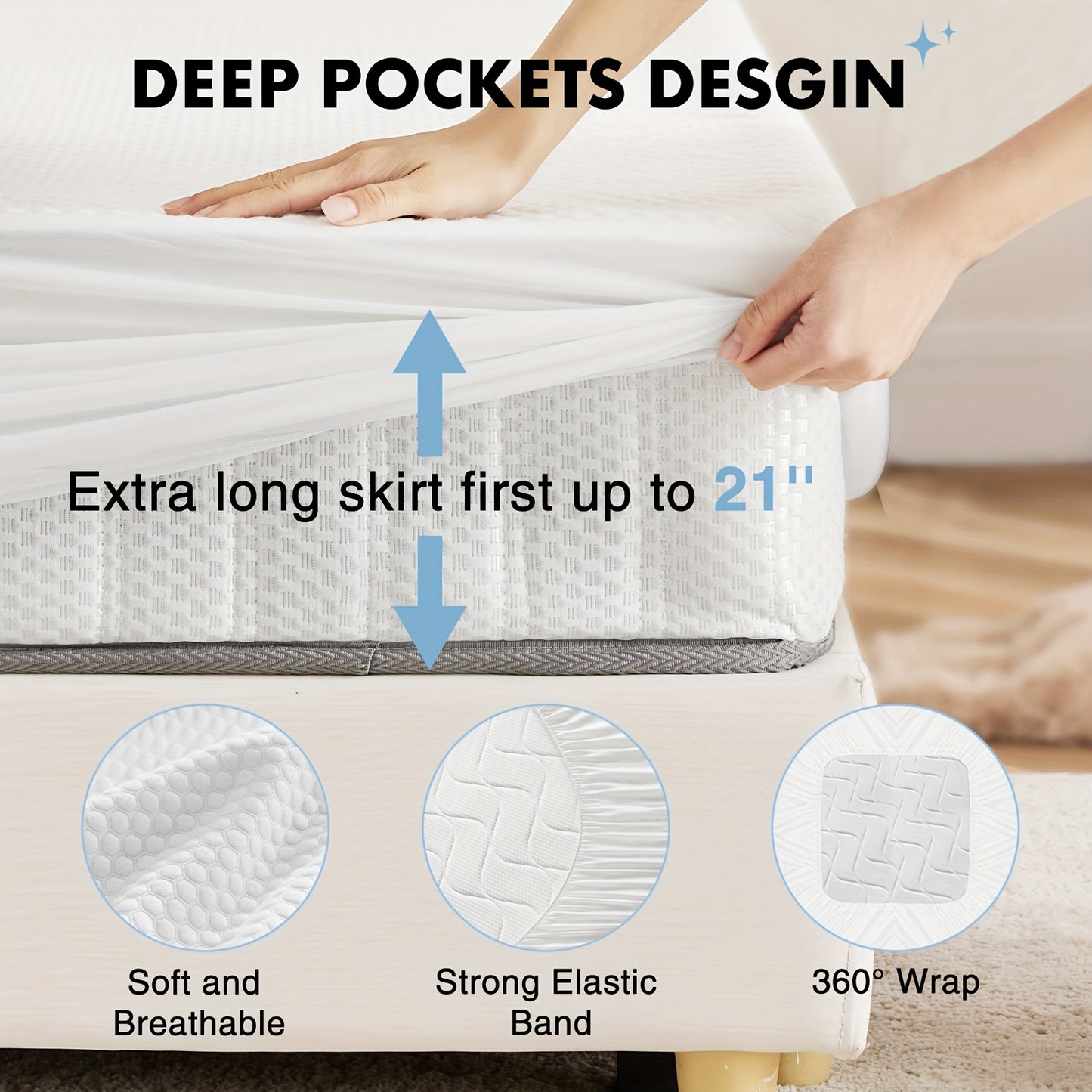 🌿 Bamboo Viscose Waterproof Mattress Protector - All Sizes, Noiseless, Washable, Deep Pocket - Bedroom Essential 🛏️