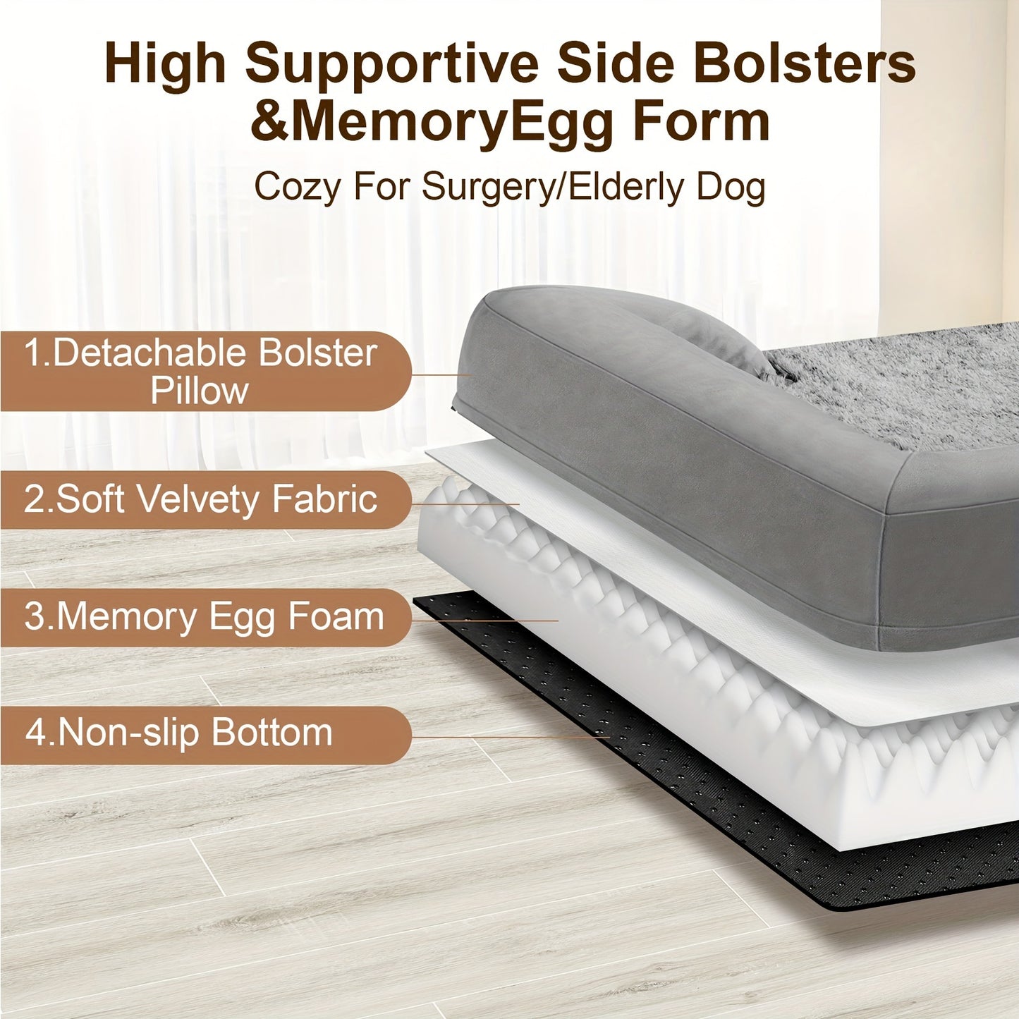 🐶 Gimars Orthopedic Egg Foam Soft Dog Beds for Large Dogs | Waterproof, Easy Clean, Removable Washable Cover | Perfect for Large, Medium, Small & Aging Dogs