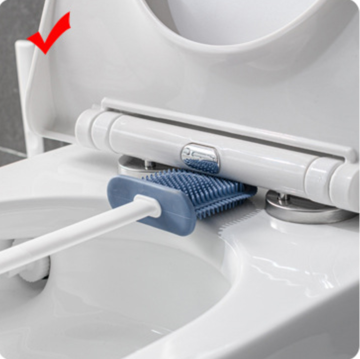 TPR Flexible Toilet Bowl Brush, Holder and Small Brush - Flexible Toilet Brush Head with Silicone Bristles - Compact Size for Storage and Organization - Ventilation Slots Base