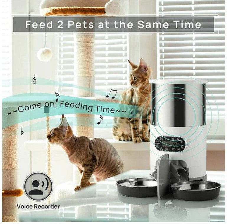 Smart APP Pet Feeder - Cat And Dog Food Automatic Dispenser - Timed Pet Food Dispenser with Stainless Steel Bowl