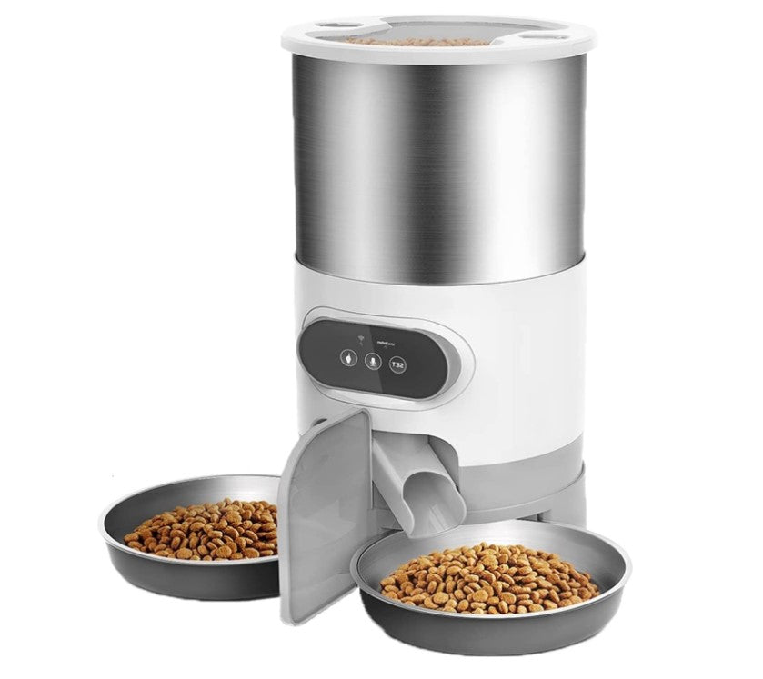 Smart APP Pet Feeder - Cat And Dog Food Automatic Dispenser - Timed Pet Food Dispenser with Stainless Steel Bowl